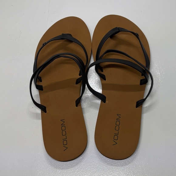 Volcom Women's Black and Tan Strappy Sandals - Picture 2 of 3